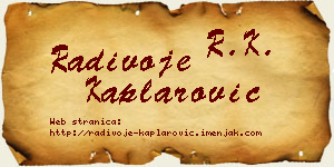 Radivoje Kaplarović vizit kartica